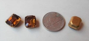 35x VINTAGE STRASS IN FASSUNGEN SCHMUCKTEIL - DUNKLER TOPAS Farbe - 12mm x 10mm - Bild 1 von 2