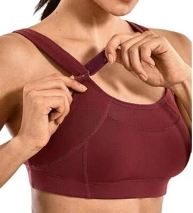 New Syrokan🌺Burgundy Wirefree High Impact Maximum Support Sports Bra🌺36B # 17 - Picture 1 of 3