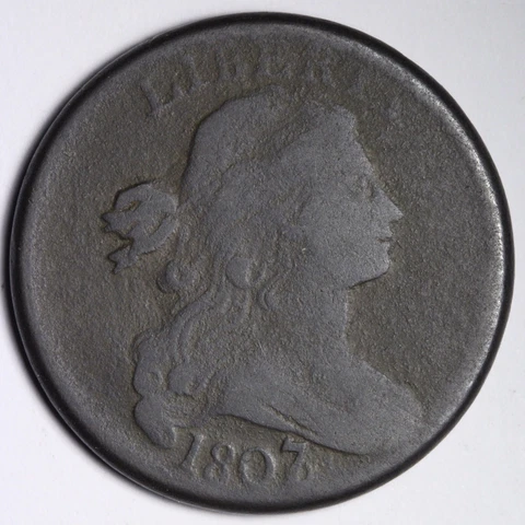 1807/6 ERROR Draped Bust Large Cent CHOICE VG E104 KCMQ Cover