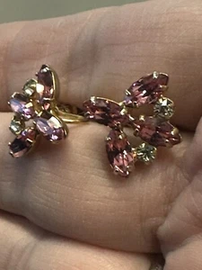 PENDIENTES CLIP ATORNILLADOS DIAMANTES DE IMITACIÓN ROSA B DAVID JOYERÍA VINTAGE - Imagen 1 de 6