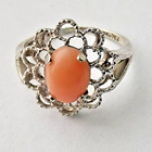 Native American 925 Sterilng Siver And Coral Ring Size 6
