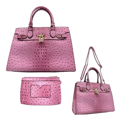 DASEIN XL Croc Embossed Vegan Leather Satchel Bag Handbag Crossbody Pouch Wallet - Image 1 of 4