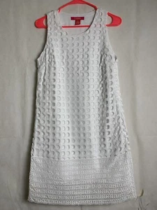 Women's Catherine Malandrino Eyelette White Shift Cotton Dress Sz 2 New SL 4874 - Picture 1 of 8