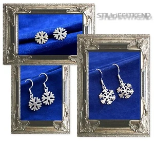 OHRRINGE HÄNGER SCHNEEFLOCKE EISBLUME ECHT 925er SILBER  - Bild 1 von 6