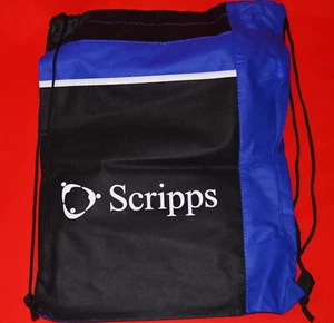 Scripps Health Hospital Cinch Sac Backpack Lunch Bag Travel Work Tote Black Blue - Picture 1 of 4