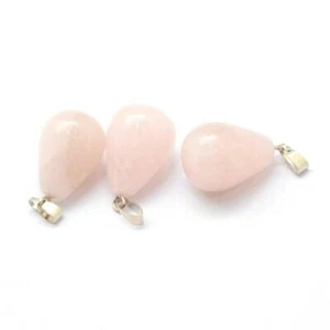 Rose Quartz Teardrop Pendants Pink 14x24mm Pack Of 3 - Picture 1 of 1