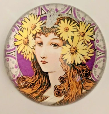 Vtg Art Nouveau Glass Paperweight by Tozai in Original Box Handmade - Imagem 1 de 4