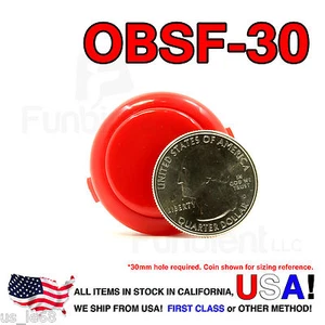 Sanwa Denshi Original OBSF-30 Red Push Button JAMMA guitar killswitch 30mm - Picture 1 of 9