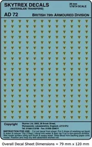 CALCOMANÍAS DE LA SEGUNDA GUERRA MUNDIAL 79ª División Blindada Británica Marcas 1/76 - 1/72 -20 mm Escala - AD72 - Imagen 1 de 1