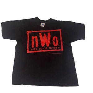 Vintage 90s Youth New World Order Black Size Large Wrestling Shirt L WCW WWE - Picture 1 of 4