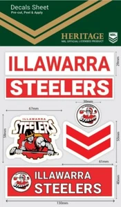 NRL Sticker Decal Sheet - Illawarra Steelers - Stickers Wordmark - Heritage - Picture 1 of 1