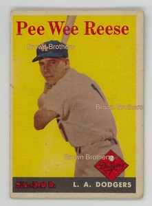 1958 Topps Pee Wee Reese L.A. Dodgers HOF Player Baseball Card #375 Excellent