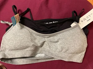 NEW Hanes Girls Bras 2-pk Moisture Wicking Everyday Comfort Gray/Black Size S - Picture 1 of 2
