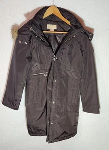 Michael Kors cappotto lungo imbottito con cappuccio giacca donna taglia S/P bordo pelliccia sintetica - Foto 1 di 8
