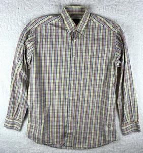 St Croix Italy Med Bright Button Up Tattersall Plaid Shirt LS Holidays Colorful - Picture 1 of 18