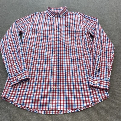 Camisa ballena Vineyard Vines niños talla grande 16 azul rojo blanco a cuadros abotonada Foto 1 de 4