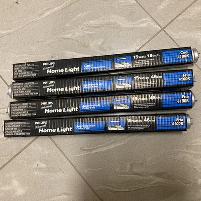 NEW 4 PCS  PHILIPS F15 12/CW UNIVERSAL HOME LIGHT 15W, 18 IN.  4100K LIGHT BULB - Image 1 of 4