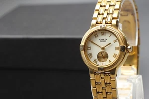 Vintage 1990 N MINT Seiko Creo 2K22-0A20 Roman SSec Gold Qz Womens Watch JAPAN - Picture 1 of 10