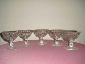 FOSTORIA Colony SWIRL Pattern Set of 5 CHAMPAGNE Goblets / Tall SHERBET Glasses - Picture 1 of 4