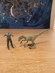 Jurassic World Mattel 2018 Story Pack Velociraptor Blue + Owen 2 pack Rare - Picture 1 of 9