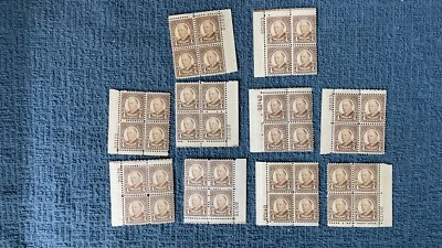 Scott #685, 4c Garfield 1930 issue, Lot of 10 Plate Blocks,  LH, SCV $150 ttl - Image 1 of 4
