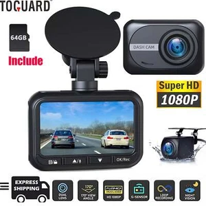 TOGUARD 1080P Anteriore e Posteriore Doppia Dash Cam Guida Auto Videoregistratore Telecamera 64G - Foto 1 di 8