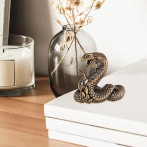 Estatuillas miniatura serpiente latón macizo, estatua animal escritorio NUEVO adorno W3S1 - Imagen 1 de 12