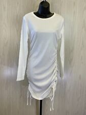 BTFBM Long Sleeve Midi Ruched Dress, Women's Size M, White MSRP $37.99