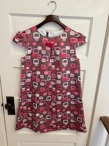 Gianfranco Ferre Girls Brown Pink Geometric Print Satin Dress Size 13/14 New - Picture 1 of 9