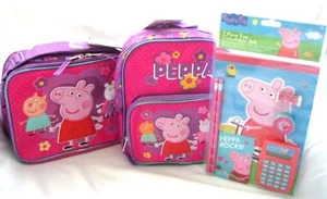 Peppa the Pig 10" Flowers Allover Backpack,Lunchbox,&7pc calculator stationary - Picture 1 of 6