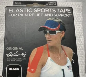 New KT Kinesiology Therapeutic Elastic Sports Tape Black 14 10" Strips - Picture 1 of 5