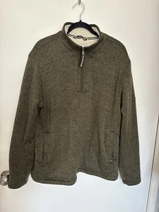 Orvis Sherpa Lined Fleece Pullover Quarter Zip Warm Pockets Green Warm Large - Picture 1 of 12