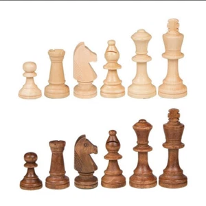 Juego de ajedrez talladas a mano GRUESAS King 3,5"" 32 piezas de ajedrez de madera pesadas hechas a mano - Imagen 1 de 3