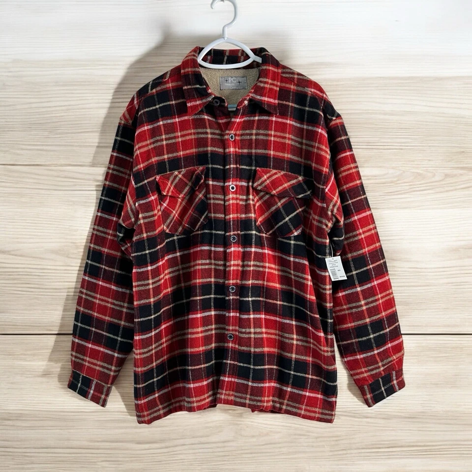 Pineapple Connection Sherpa Forrado Vellón Cuadros Rojo Camisa Chaqueta Para Hombres Talla M Acogedora Foto 1 de 4