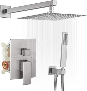 BWE 12 Inch Square Shower Head System 2-Functions Bathroom Luxury Rain Mixer Sho - Picture 1 of 8