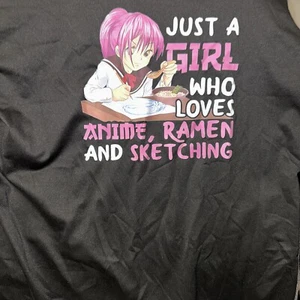 Just A Girl WHO LOVES Anime Ramen And Sketching Graphic Shirt XXL 100% Polyester - Picture 1 of 2