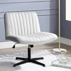 Criss Cross Chair,Armless Cross Legged Office Desk Chair No Wheels,Fabric Padded - Picture 1 of 8