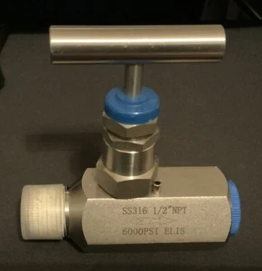 USA SS316 || 6000 PSI 1/2"MNPT x 1/2"FNPT Needle Valve || FREE FAST SHIPPING - Picture 1 of 2