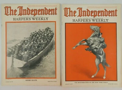 The Independent Harpers Weekly Aug 18th & 25th 1917 WWI Soldiers Army Navy - Image 1 of 4