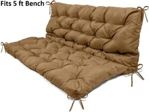5 ft Cushion for Outdoor Porch Swing Garden Bench with Backrest Brown Khaki
