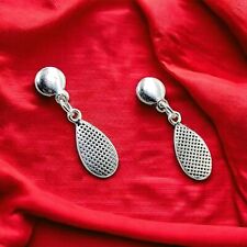 925 Solid Silver Oxidised Dangler Earrings Pear Shape Hanging Earrings for Her
