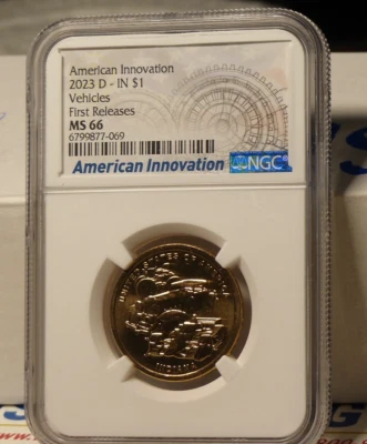 innovation dollar  2023-D  Indiana  (Vehicles )  NGC MS66 First release - Image 1 of 4
