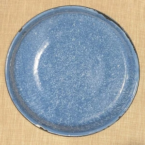 Blue & White Speckle Enamelware Graniteware Pie Pan Plate - Picture 1 of 2