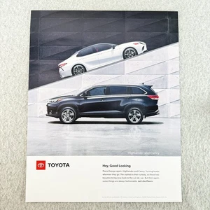 Toyota Motor Sales 2019 Print Ad Highlander and Camry Cars Black White - Picture 1 of 1