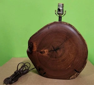 Vintage MCM Brutalist Handmade Natural Wood Slab Burl Sculpture Lamp - Picture 1 of 11