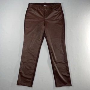 Chicos Größe 2R 12R Damen braun mittelhoher Bund Tasche Stretch Kunstlederhose - Bild 1 von 10