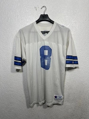 Camiseta deportiva vintage de los 90 Campeones Dallas Cowboys #8 Troy Aikman blanca talla 48 XL Foto 1 de 4