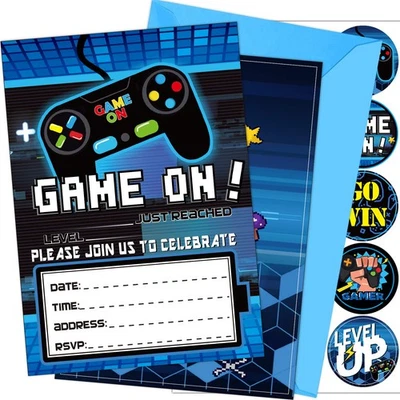 Sabary 24 Pcs Video Game Invitations Fill-in Gamer Invitations with Envelopes... - Image 1 of 4