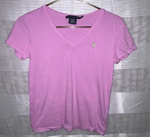 RALPH LAUREN SPORT T SHIRT HOT PINK Lime Green Horse CASUAL BLOUSE WOMENS SIZE M - Picture 1 of 4