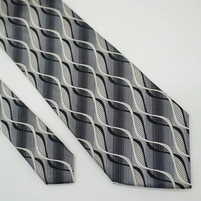 Corbata ancha tejida abstracta negra plateada Joseph & Feiss International Foto 1 de 4